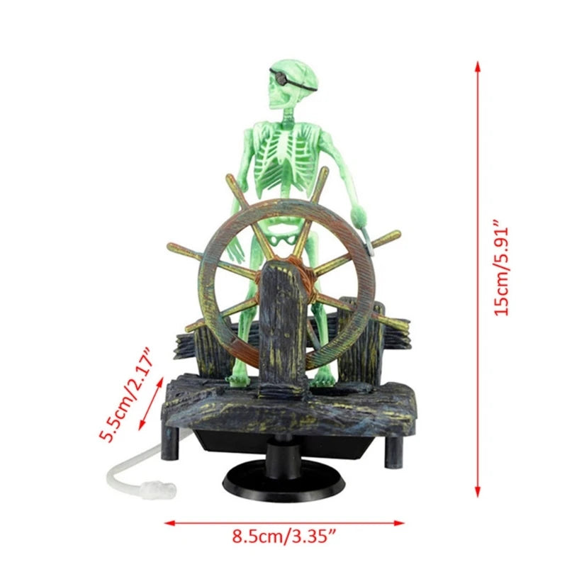 Aquarium Decor Pirate Captain Skeleton Safe for Freshwater and Saltwater Small Fish Tanks Betta Accessories Y5GB