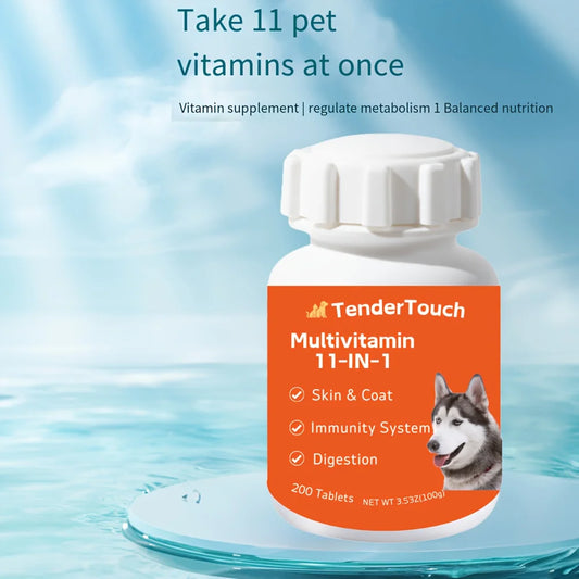 3-Pack(3 x 200 Count) - 600 Count  - Dog and Cats 11 In 1 Multivitamin, Vitamins and Supplements, Senior