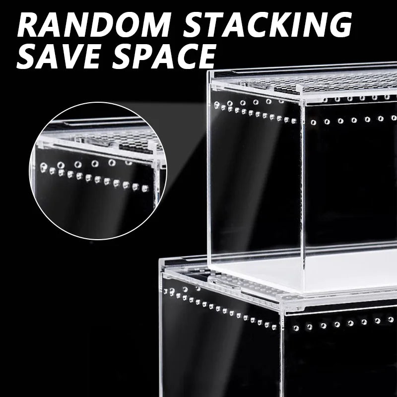 Reptile Anti-Escape Breeding Box Acrylic Transparent Breathable Amphibian Tank for Turtle Spider Lizard Snake Frog Reptiles Cage