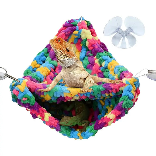 Double Layered Bearded Dragon Hammock Soft Hand-Woven Swing Bed Reptile Hammock For Lizards Chameleons Parrots Geckos