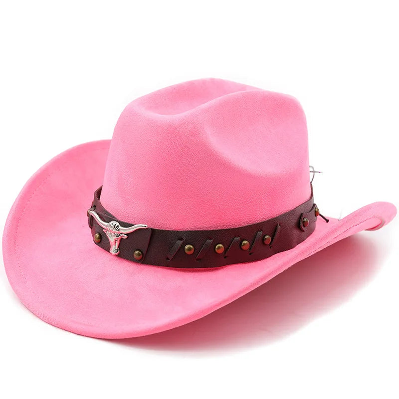 New Western Cowboy Hats Vintage Roll Brim Gentleman Cowgirl Jazz Hat Holidays Party Cosplay Hat