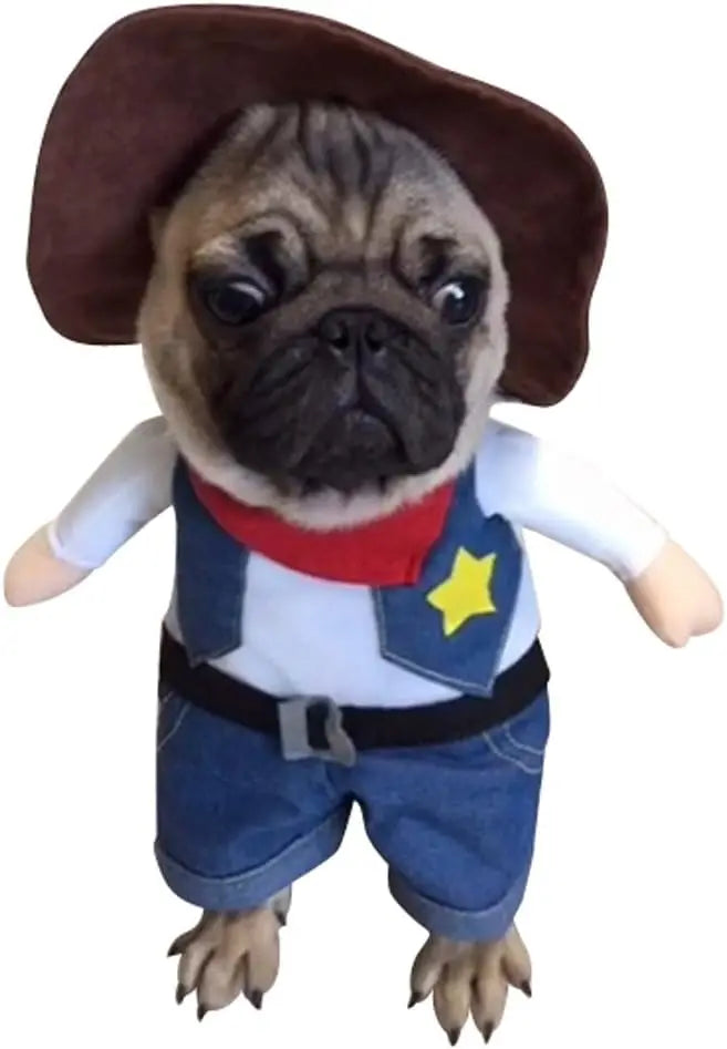Funny Pet Dog Cat Halloween Costume Dog Cowboy Clothes Pet Dog Costumes for Small Dogs Cosplay Cat Accessories