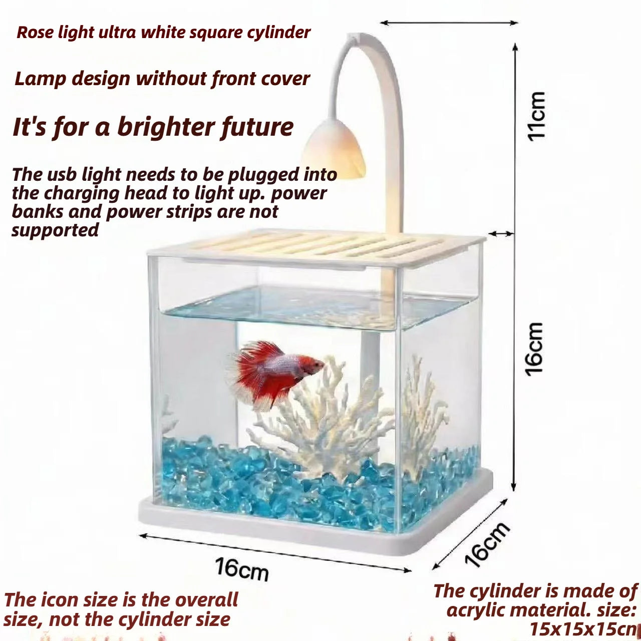 Acrylic Fish Tank Ice Crystal Landscape Desktop Creative Ecological Fighting Fish Tank Complete Set Of Landscape Fish Tank Small