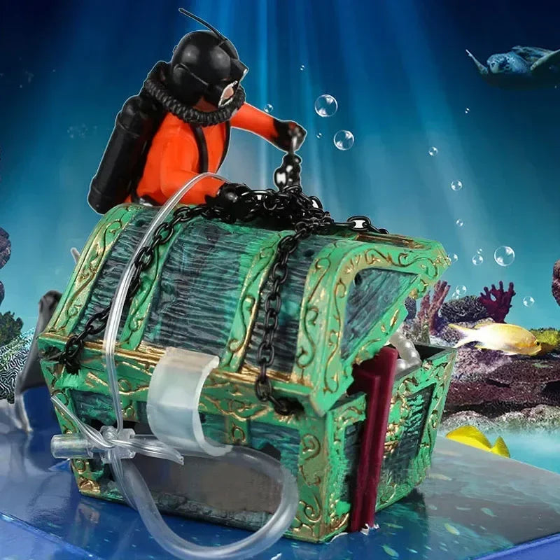 Resin Treasure Hunter Diver Fish Tank Decor Mini Ornament Aquarium Decoration Underwater Landscape