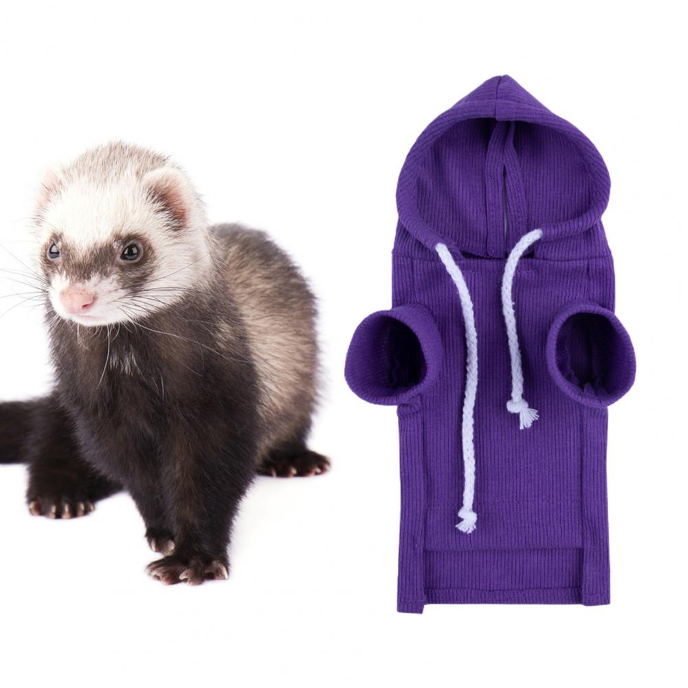 Cute Ferret Hoodie Solid Color Drawstring Hooded Sweatshirt Thick Fluffy Pet Hoodie Foreleg Elastic Hamster Guinea Pig Clothes