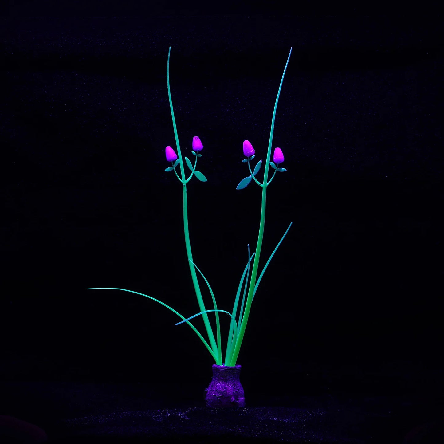 Glow in Dark Coral Orchid Flower – Fluorescent Silicone Aquarium Decor, Fish Tank Ornament for Freshwater & Saltwater