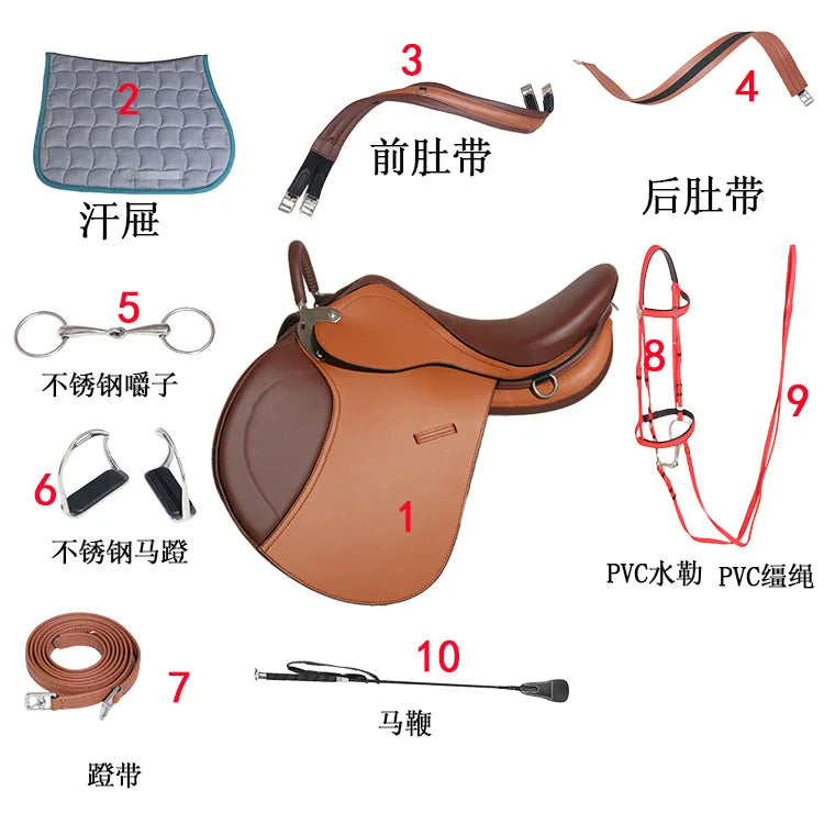Armrest Full Set Comprehensive Novice Saddle Microfiber Wear-Resistant Horse Harness Equestrian Saddle English Saddle