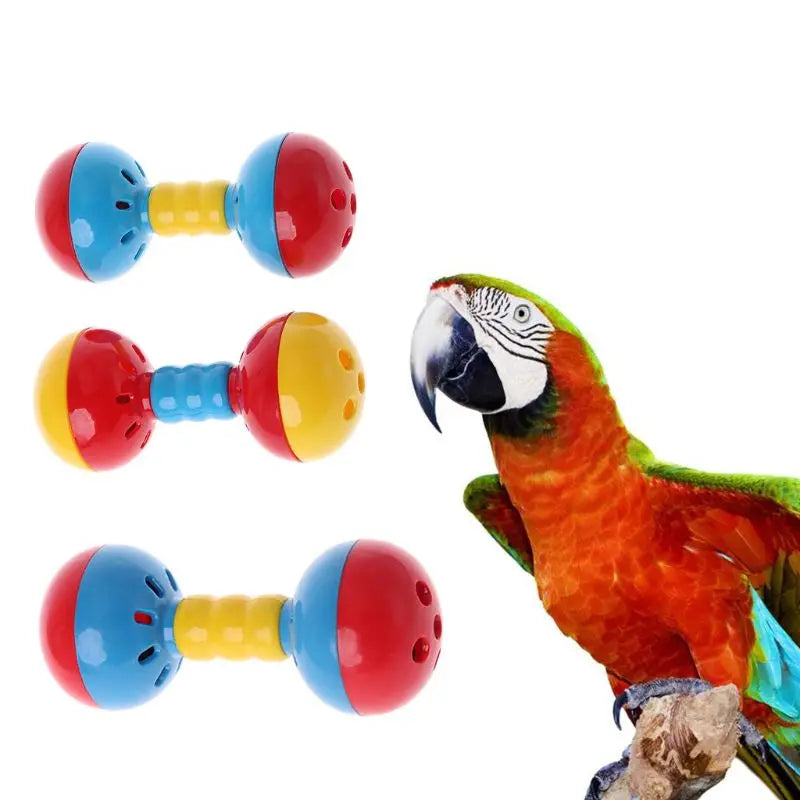 Bird  Colorful Plastics Interactive Dual Balls Parrot Toy for African Greys Cockatoo Small Medium Parrots