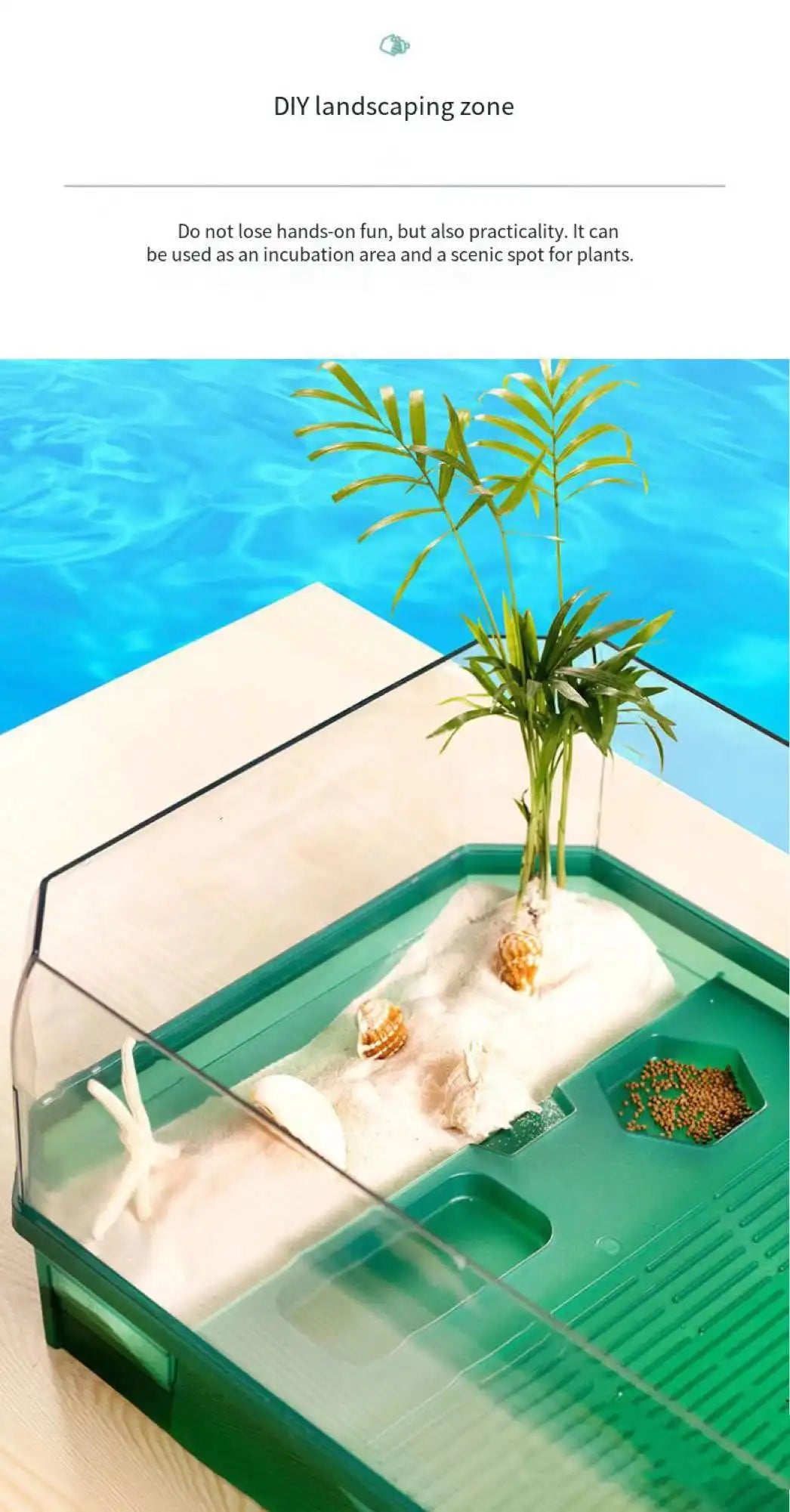 Aquarium turtle tank lazy person water-free breeding box with drying platform ecological turtle tank aquarium accessories 220V