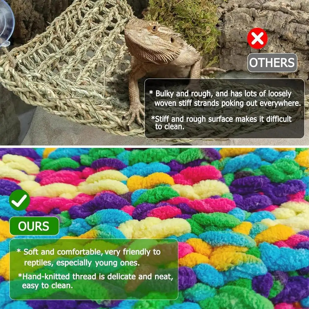 Double Layered Bearded Dragon Hammock Soft Hand-Woven Swing Bed Reptile Hammock For Lizards Chameleons Parrots Geckos