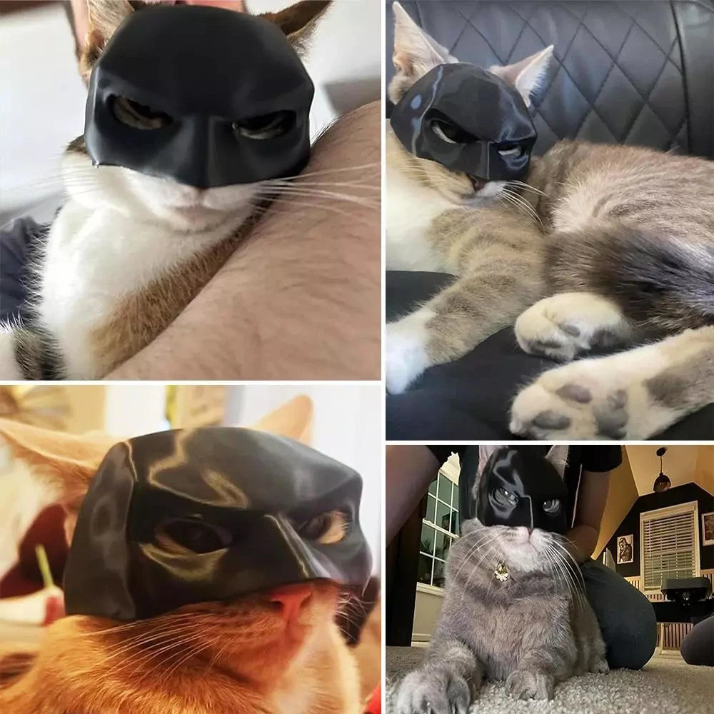 Halloween Cat Mask, Bat Cosplay Clown Pet Costume for Parties, Spooky Masquerade Prop, Stylish Black Half Face Mask Cat Accessory