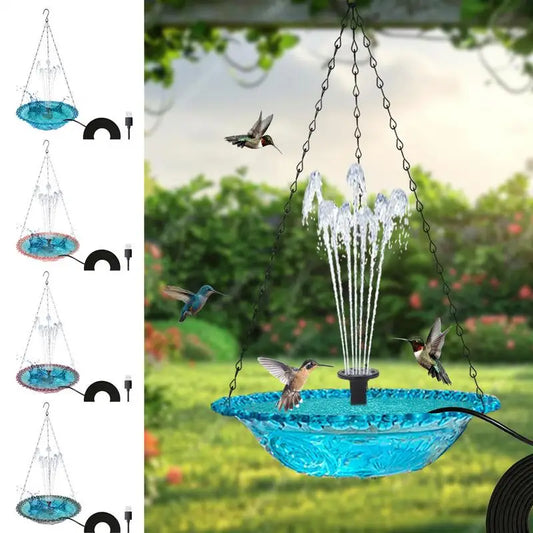 Bird Bath For Outside Hummingbird Hangable Food Feeder USB Charging Hangable Bird Feeder And Bath With Fountain Pump