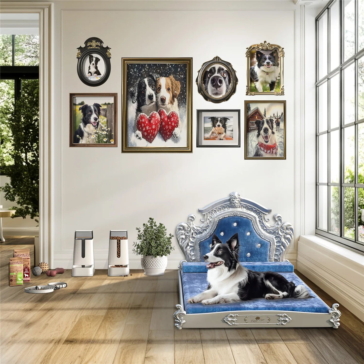 Luxury Pet Bed  Headboard, Dutch Velvet Dog Cat Bed for Medium and Large, European Style Noble Pet Bed