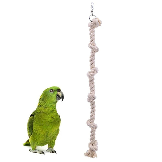 Hanging Cotton Rope Swing Cage with Knots, Parrot Climbing Toy, Boredom Breaker for Budgies