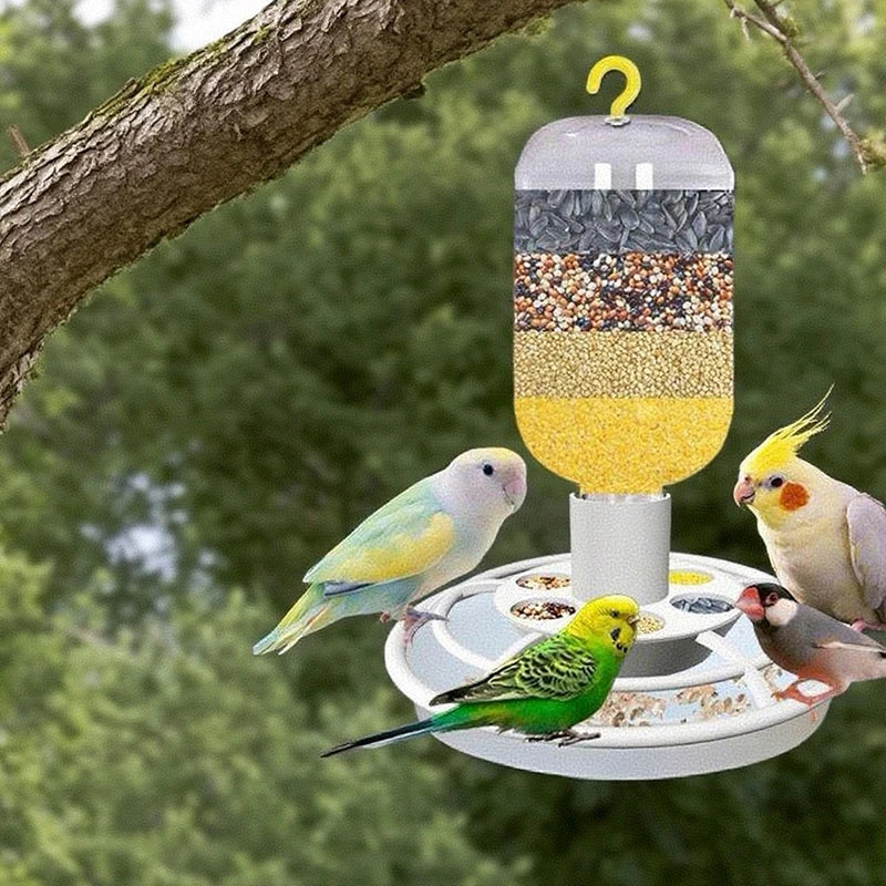 Automatic Bird Feeder with Anti-Scatter Dispenser for Cage with Hanging Hook