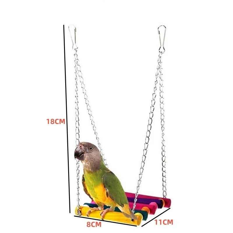 Bird and Parrot Toys Swing Bird Cage Decoration Mirror Staircase Wind Chimes Bird Accessories Toys for Birds