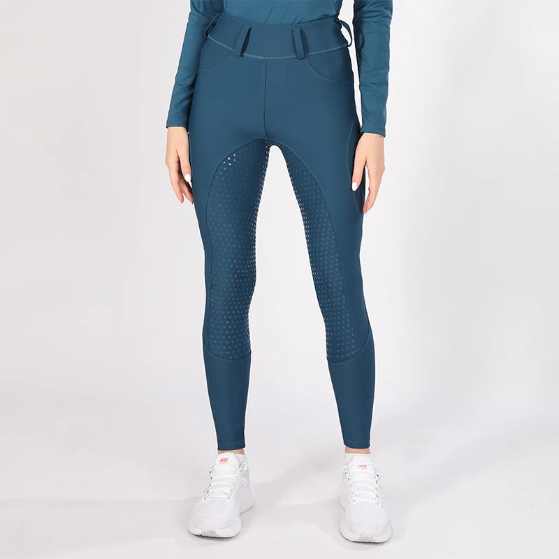 MXLLINA White Horse Riding Pants Women Equestrian Breeches Full Seat Silicone Competition Leggings Anti-pilling Sports Tights