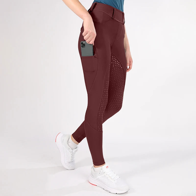 MXLLINA White Horse Riding Pants Women Equestrian Breeches Full Seat Silicone Competition Leggings Anti-pilling Sports Tights