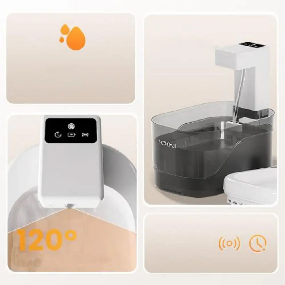 4Colors Cat Water Fountain 2500mA Ultra Quiet Wireless Battery Life Circulating Flowing Water 2L Intelligent Pet Dispenser