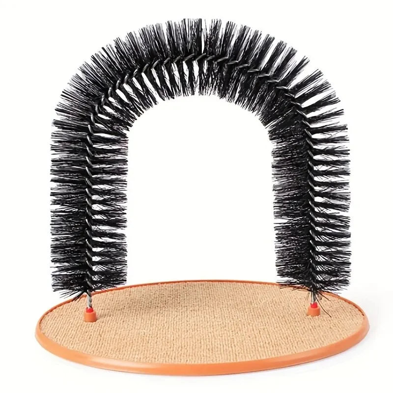 Cat Toy Arch Self Groomer Pamper Feline with A Massage Grooming Rubbing Brush with Scratching Pad Toy for Cats Interactive Toys