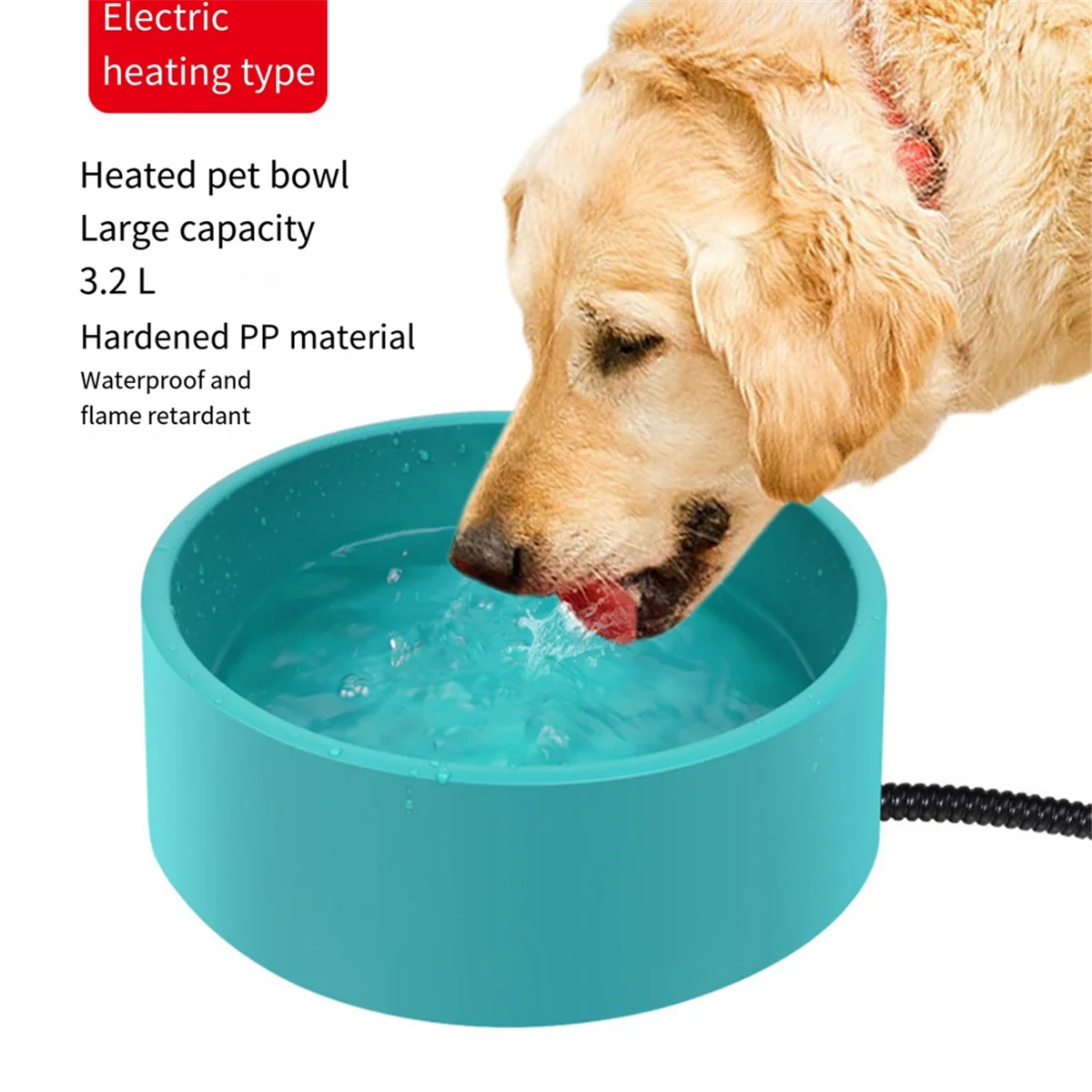 A59T Heated Pet Bowl - 3.2L for Dog Cats, Heated Pets Bowl, Outdoor Water Bowl for Chicken Duck Squirrel US Plug