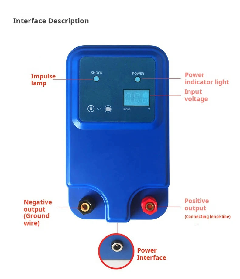 10km 1.5J Electric Fence Energizer Farm Animals Electronic Pulse Fence Controller for Cattle Sheep Livestock Pasture Fence Device 12V