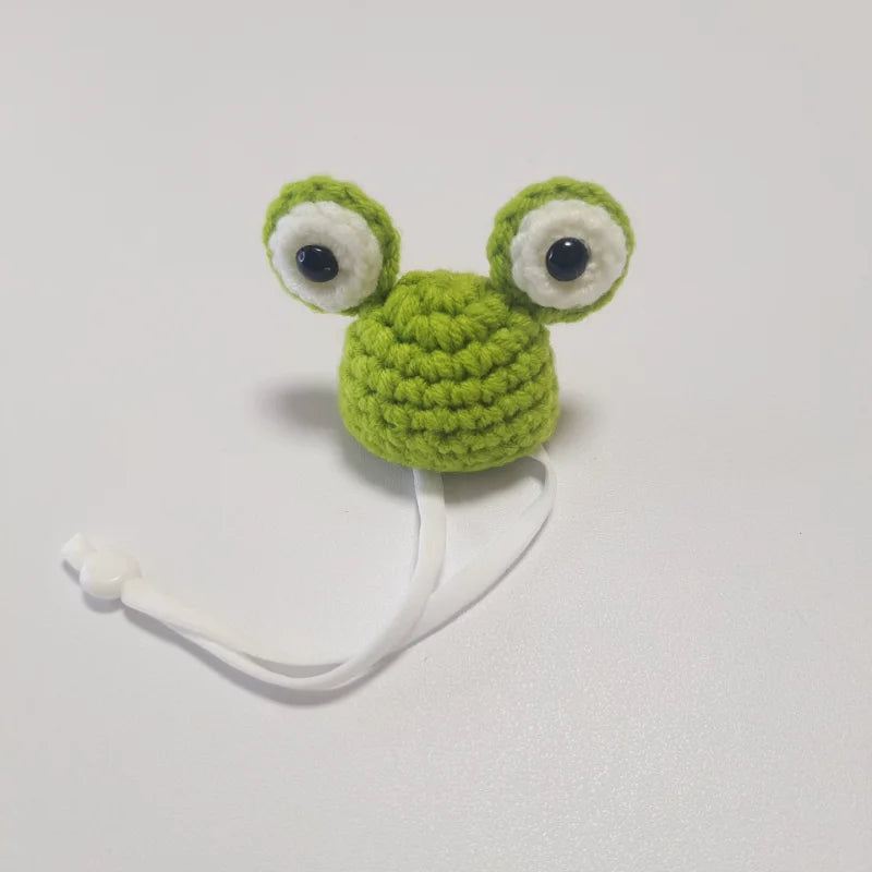 Handmade Knitted Parrot Hat Funny Frog Parrot Hat Small Animal Outfit Suit Adjustable Chin Strap Snake Hat Cute Small Pet Hat