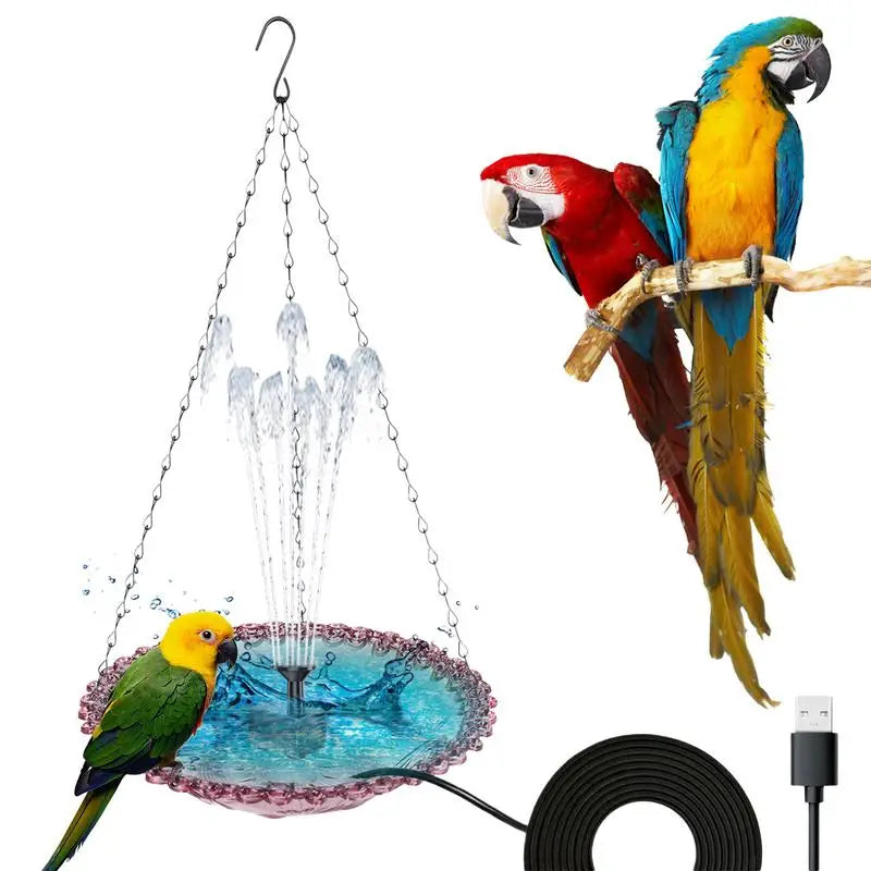 Bird Bath For Outside Hummingbird Hangable Food Feeder USB Charging Hangable Bird Feeder And Bath With Fountain Pump