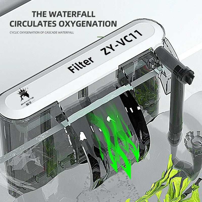 Aquarium 110V 220V Wall-mounted Filter Fish Tank Filter External Grass Tank Filter Water Flow Adjustable Suitable for 30-80CM