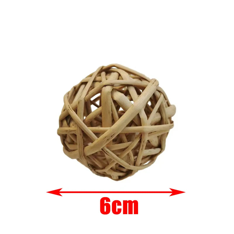 Guinea Pig Rabbit Hamster Small Animal Play Pet Roller Toys Natural Wooden Pine Dumbbells Unicycle Bell Chew Chewing Braided Ball