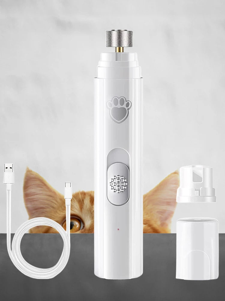 Electric Dog Nail Grinder USB Rechargeable LED Light Pet Nail Clipper Painless 2-Speed with Polisher Wheel for Pet Paws Grooming