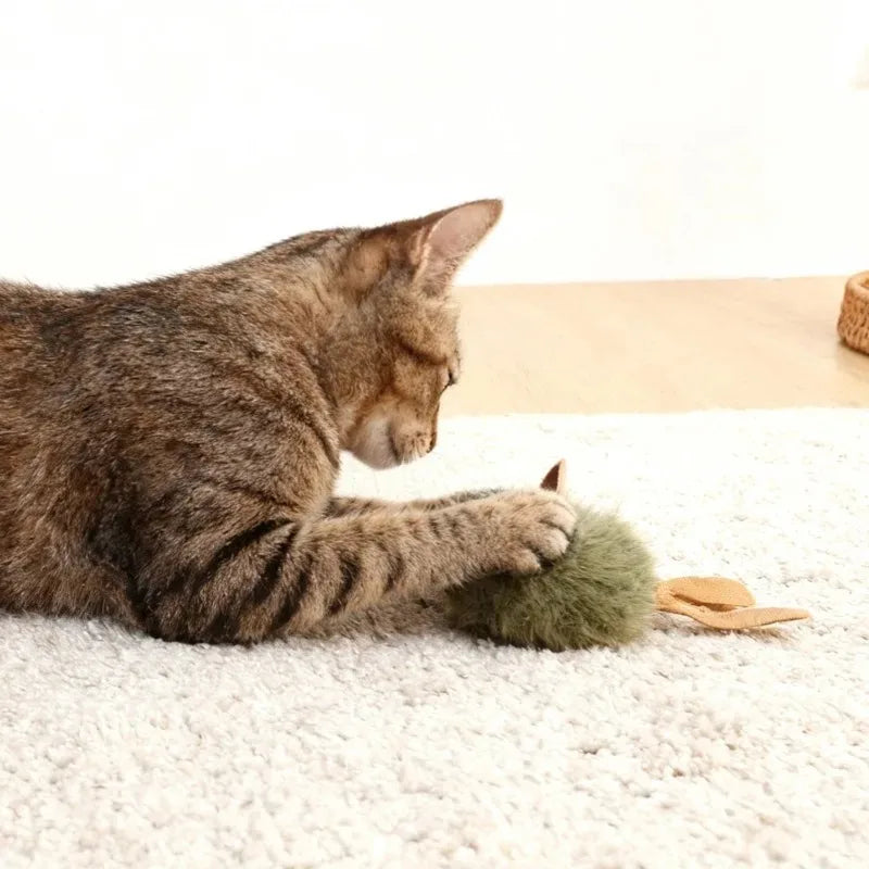 Interactive Plush Mouse Cat Chew Toy Simulated Squeaking Mice Bite-resistant Kitten Toy Kitten Biting Running Rat Toy Pet Supply