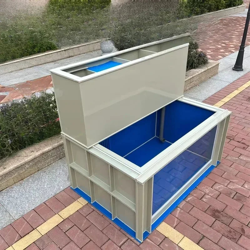 XYY large koi fish tank ultra-white glass ornamental fish pond with dry and wet separation fish box