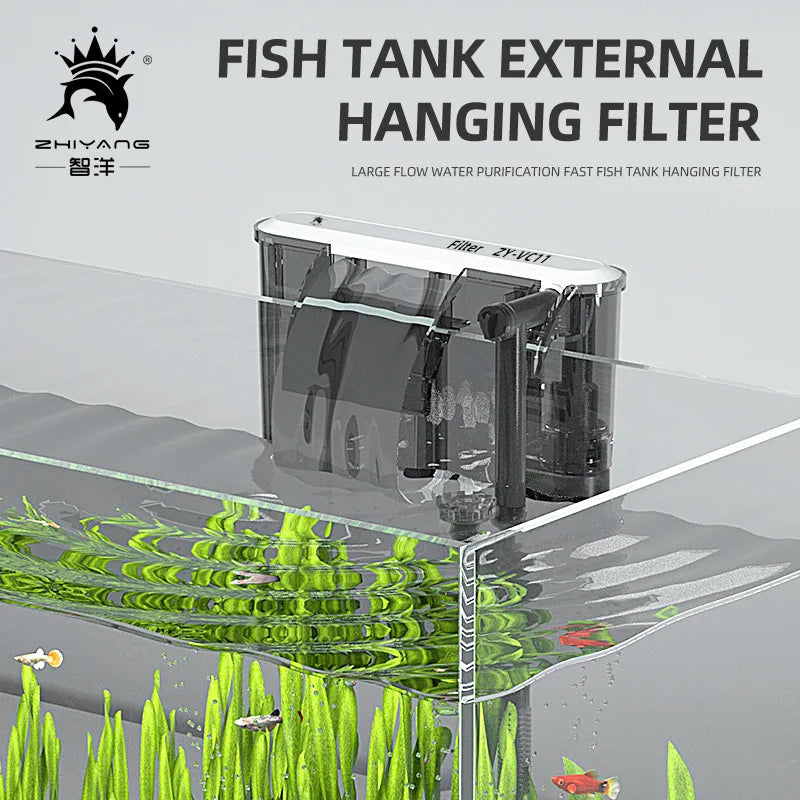Adjustable Aquarium Filter External Hang on Pump Water Filter Waterfall Submersible Oxygen Small Fish Tank Aquarium Accessories