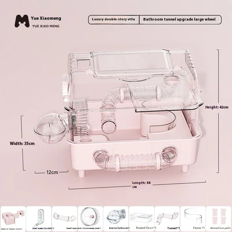 Hamster Cage Large Luxury Villa Three-layer Acrylic Panoramic Transparent Golden Bear Special Nest