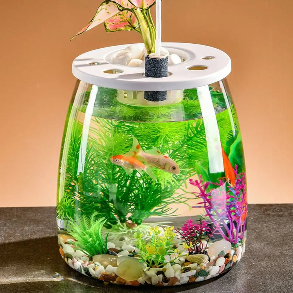 Miniature Landscape Transparent Small Clear Fish Tank Plastic Shatterproof Turtle Aquarium With Lid Goldfish Tank Home Decor