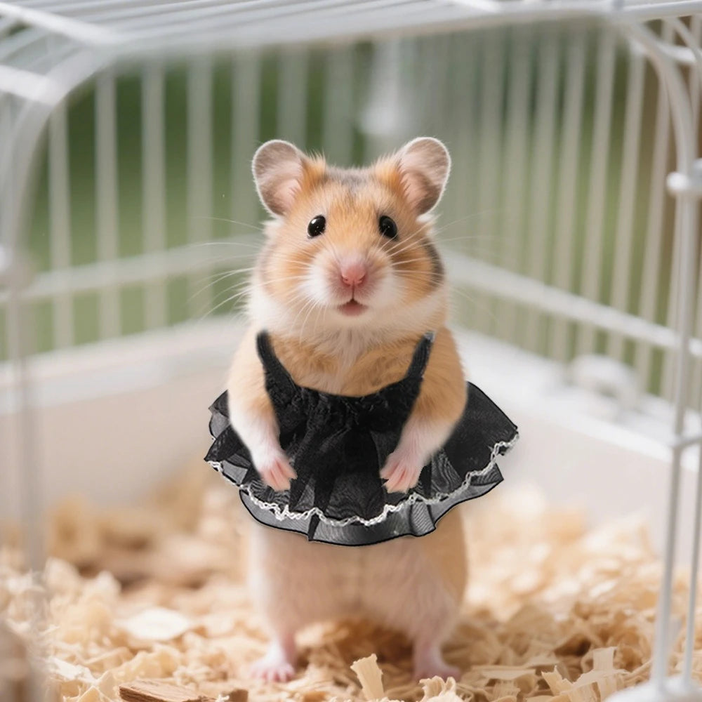 Lovely Handmade Mini Dress Princess Skirt Bow Coat for Small Pets Soft Coat for Ferrets Hamsters Guinea Pigs