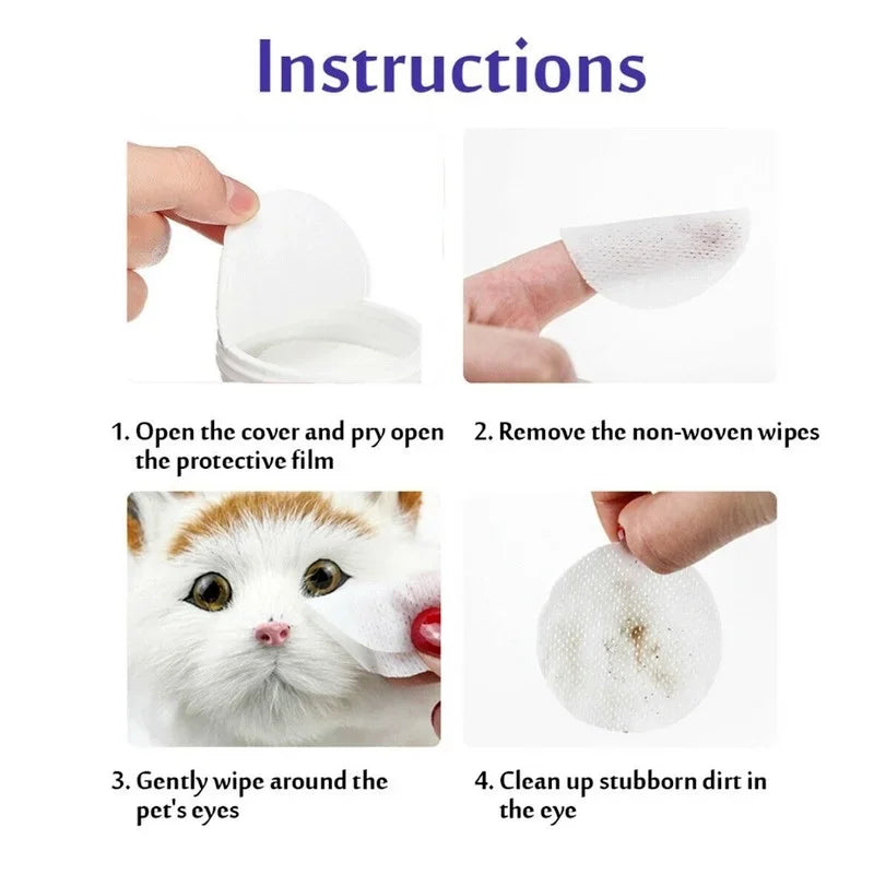 130Pcs/set Pet Eye Wipes Dog and Cat Cleaning Wipes Pet Eye Wipes Grooming Tear Stain Remover Gentle Non-foaming Wipes Towels