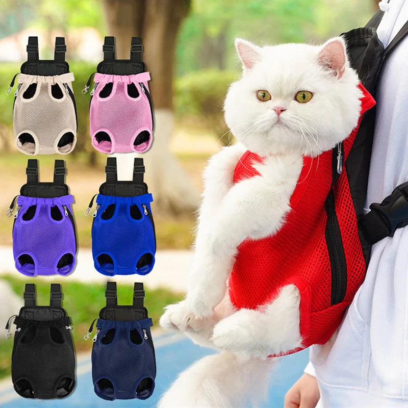 Adjustable Dog Front Carrier Legs Out Breathable Portable Travel Pet Dog Carrier Backpack Mesh Carrier for Dog Cats Outdoor