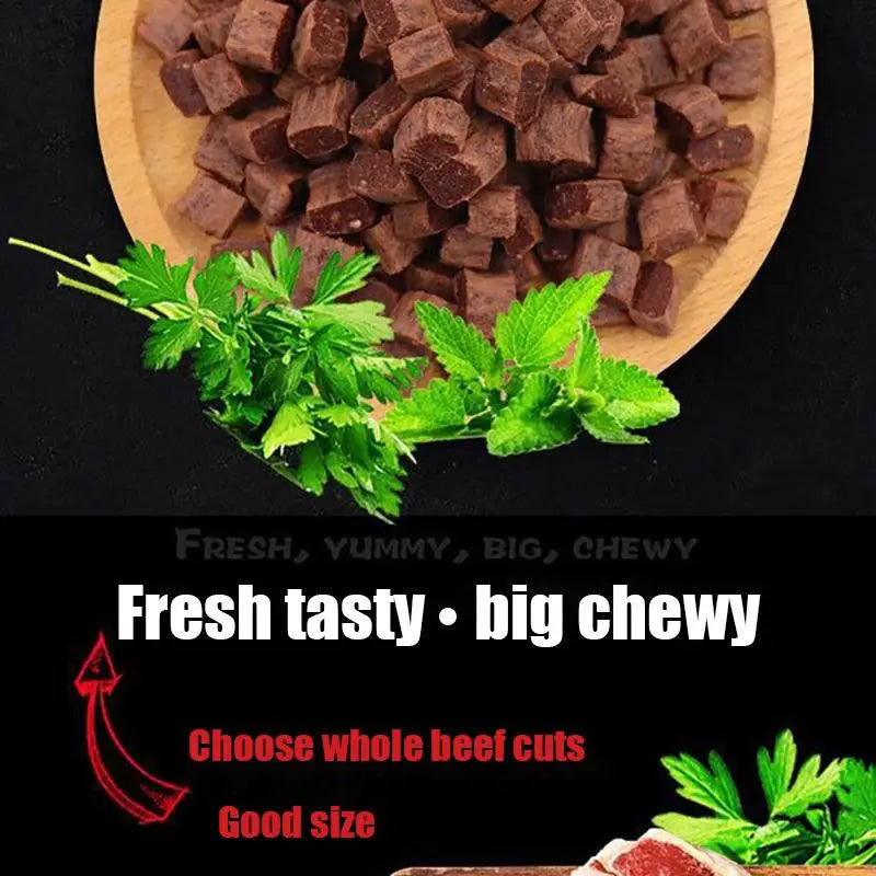 Diced Beef Particles Appetizing Digestive Nutritious Delicious Chewy Adult Dog Puppy Training Rewards Premium Beef Pet Snack