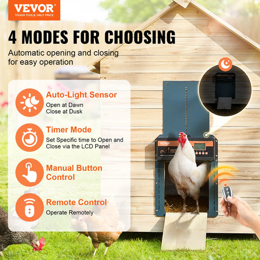 Automatic Chicken Coop Door with Light Sensing Remote Control Auto Chicken Door Opener Chicken Supplies Battery Powered