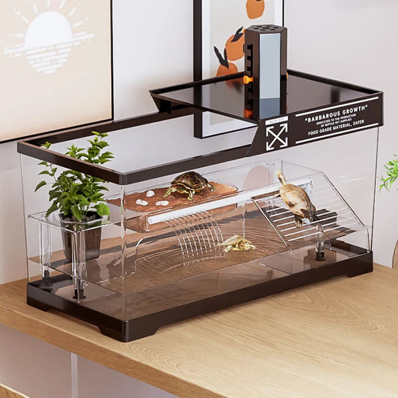 Reptile Terrariums Desktop Ecological Tank Amphibious Transparent Landscaping Terrariums Turtle Tarantulas Geckos Breeding Box