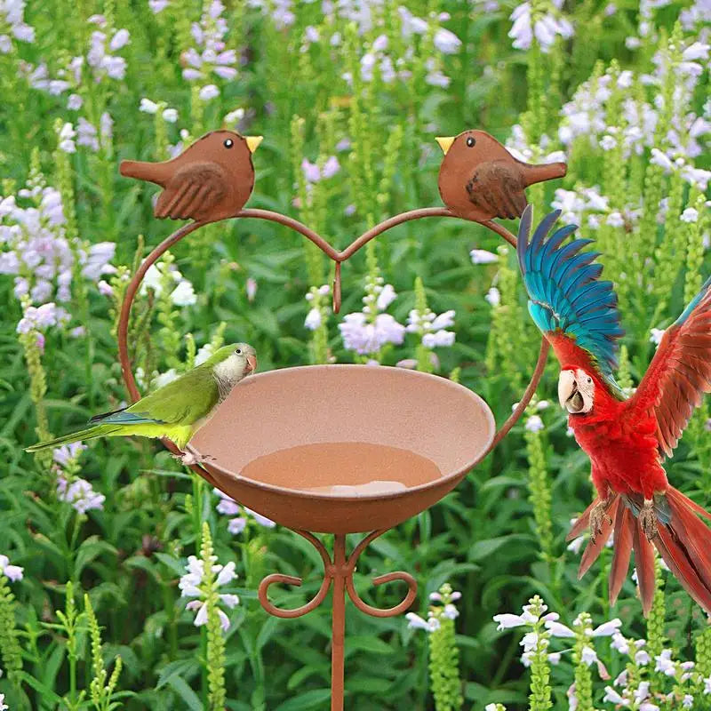 European Country Bird Feeder Ground Plug Bathing Tray Decorative Cast Bird Feeder Bird Bath for Outdoor Patio Courtyard