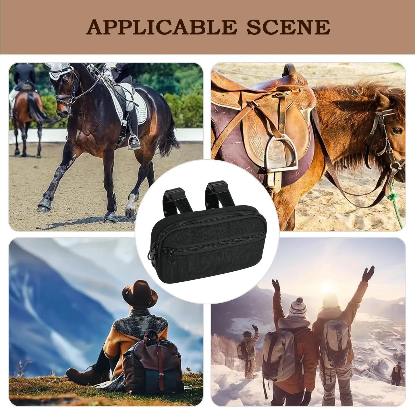 Horse Saddle Pouch Pommel Pocket Saddle Bag Zipper Closure Organizer Outdoor Quick-Access For Keys Cards Water Bottle Smartphone