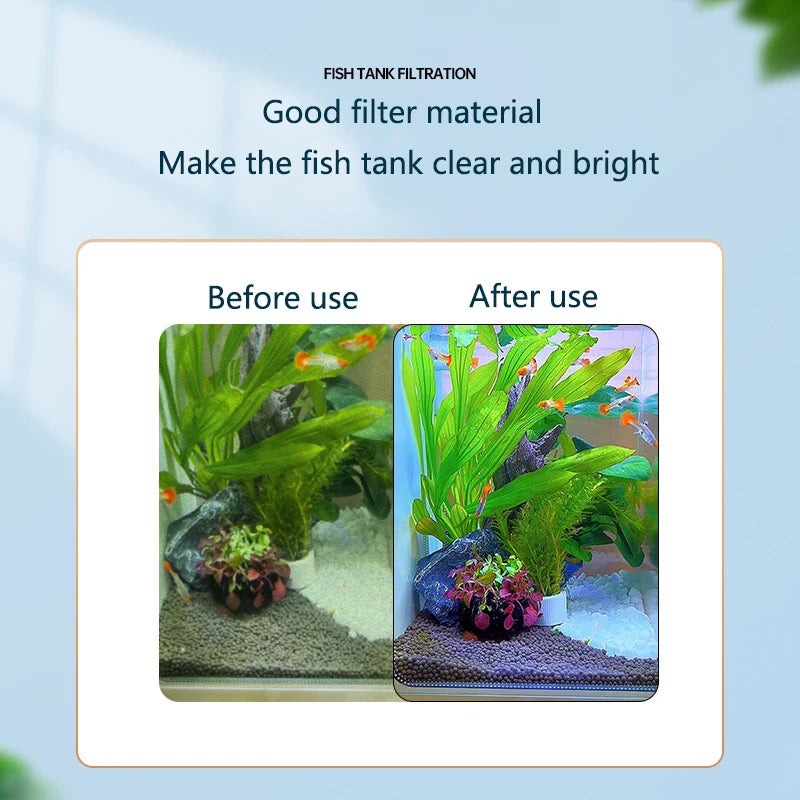 Aquarium Filter Fish Tank Fluidized Moving Bed Filter Bubble Bio Filter Media With Air Stone And Sponge Filters Transparent