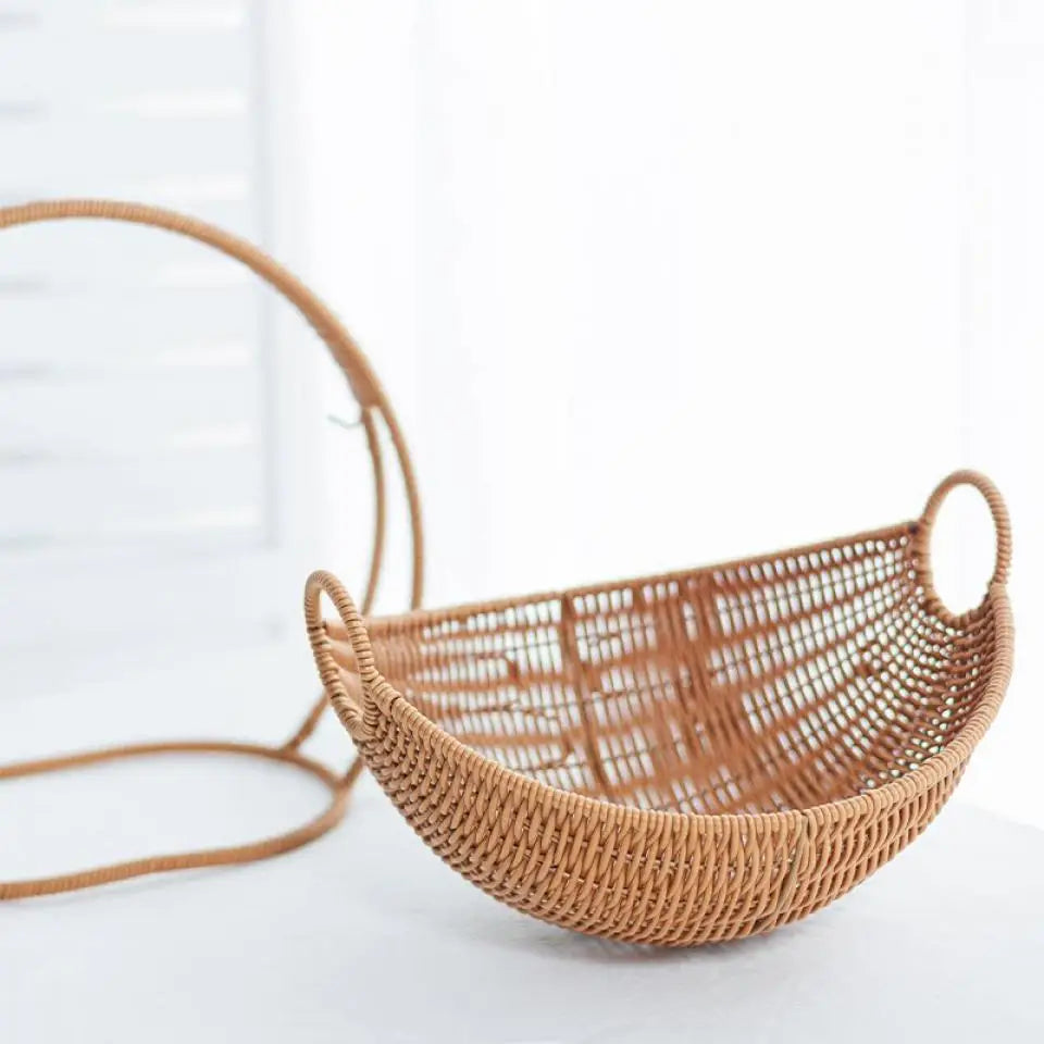 Faux-Woven Cat Bed Nest Cat Basket Cats Swing Hammock Waterproof Indoor Pet House Semi-Enclosed Cave Bed Pet Accessories