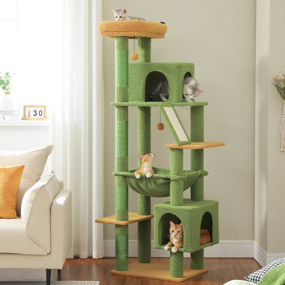Large Cat Tree Tower Home Furniture Cat Tower Pets Hammock Sisal Cat Scratching Post Climbing Frame Spacious Perch