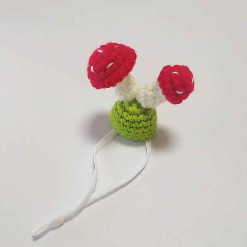 Handmade Knitted Parrot Hat Funny Frog Parrot Hat Small Animal Outfit Suit Adjustable Chin Strap Snake Hat Cute Small Pet Hat