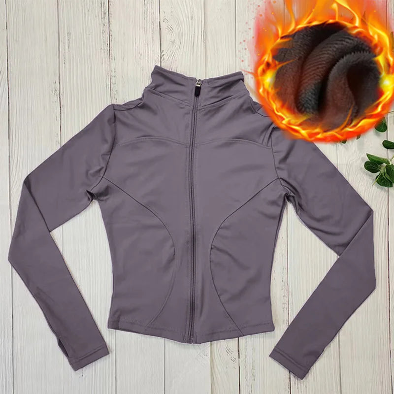 MXLLINA Winter Thermal Riding Horse Jacket Women Zipper Equestrian Coat Velvet Plush Thickened Sport Long Sleeve Top Clothing