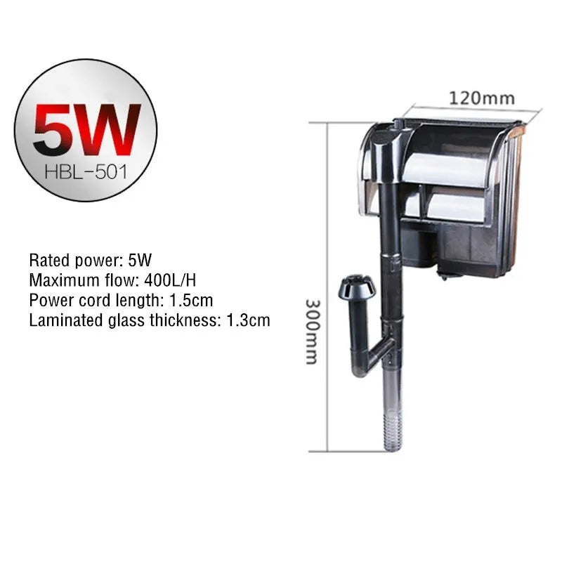 Aquarium Filter External Hanging Filter Pump Fish Tank Water Pump Waterfall Maker Water Circulation Filter Aquarium Accessories